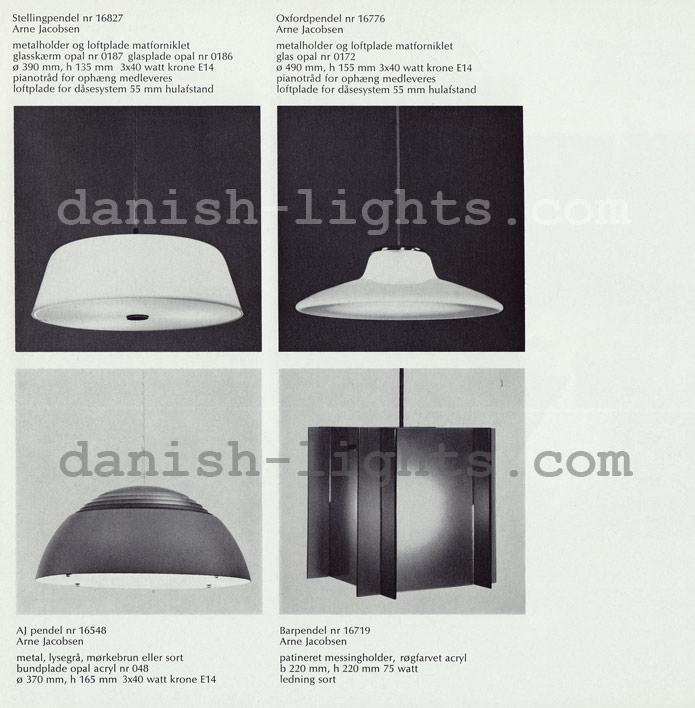 Arne Jacobsen for Louis Poulsen: Stellingpendel, Oxfordpendel, AJ Pendel 16548, Barpendel