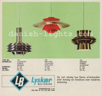Unspecified designer for Lyskaer Belysning: 705, 706, 704