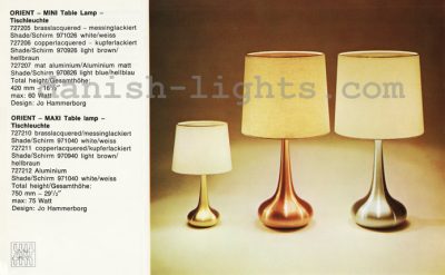 Jo Hammerborg for Fog & Mørup: Orient Mini, Orient Maxi table lamps