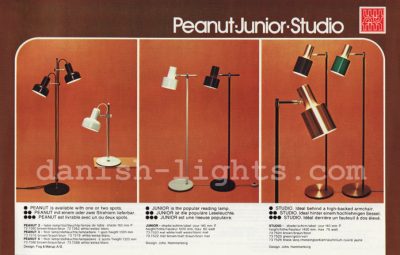 Unspecified designer, Jo Hammerborg for Fog & Mørup: Peanut, Junior, Studio floor lamps