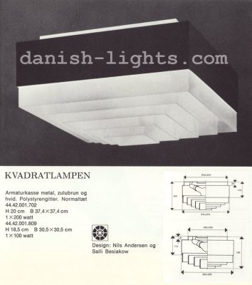 Nils Andersen & Salli Besiakow for Lyfa: Kvadrat ceiling light
