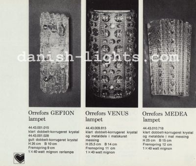 Unspecified designer for Lyfa: Orrefors Geffion, Orrefors Venus, Orrefors Medea