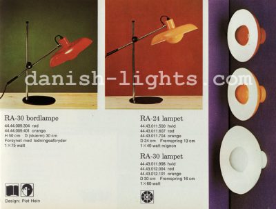 Piet Hein for Lyfa: Ra-30 table lamps, Ra-24, Ra-30 wall lights