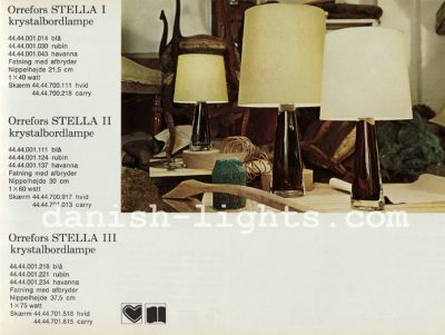 Unspecified designer for Lyfa: Orrefors Stella I, Orrefors Stella II, Orrefors Stella III