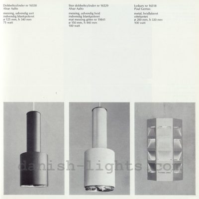Alvar Aalto, Poul Gernes for Louis Poulsen: Dobbeltcylinder 16530 & 16529, Lyskurv